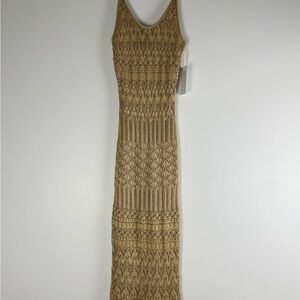 Torn by Ronny Kobo Vanessa Dress Golden Brown Knit Midi- Size S- NWT Resortwear